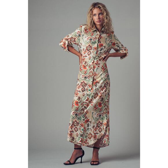 Urban Daizy - Boho Floral Button-Down Midi Dress - Picture 5 of 11